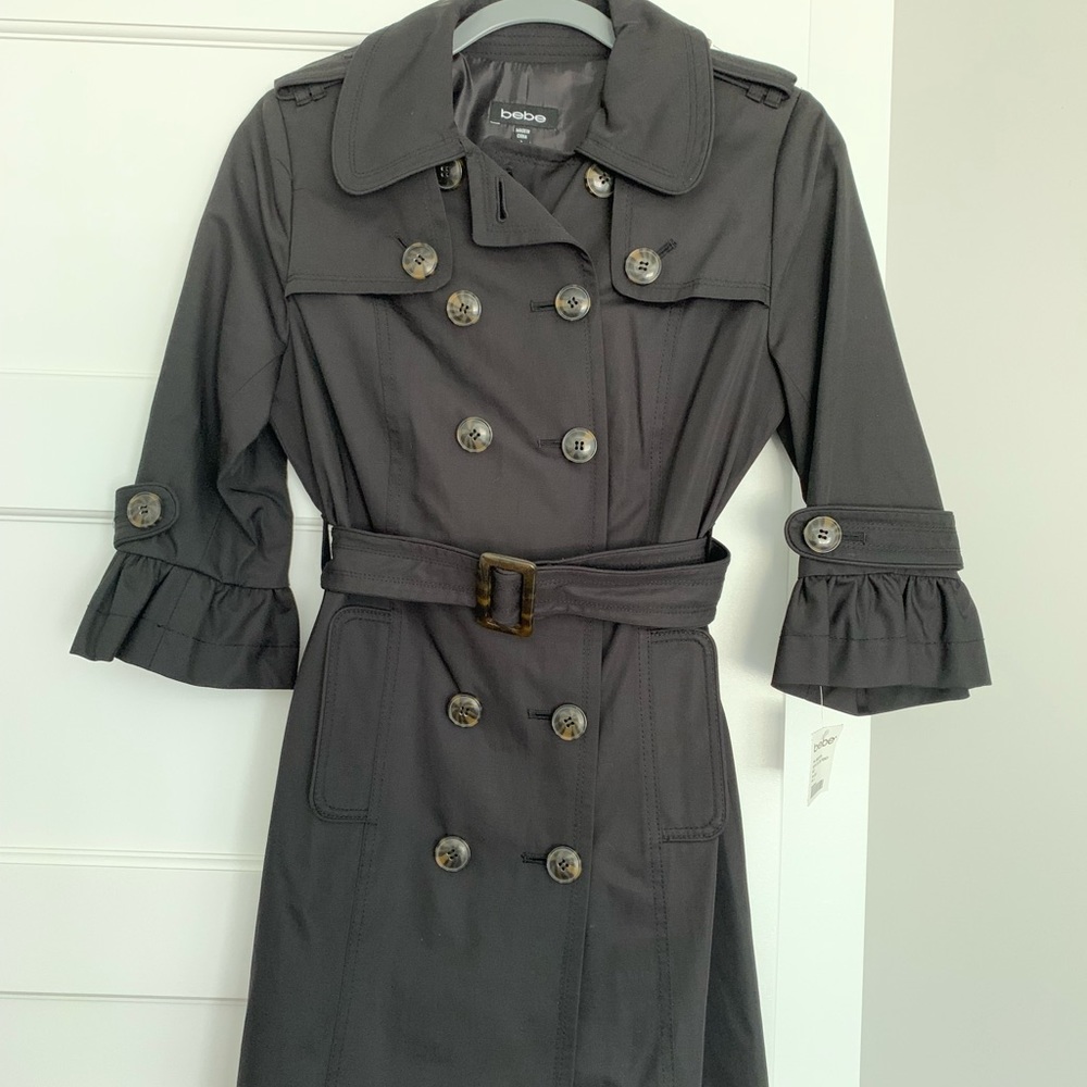 Bebe Ruffle Trench Coat - NWT!
